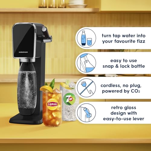 SodaStream Retro Sparkling Water Maker, Quick Connect CO2, 60L Gas Cylinder, BPA-Free 1L Bottle