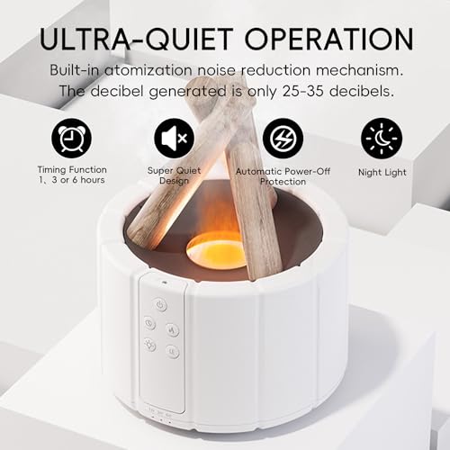 Wood Flame Essential Oil Diffuser 250ml - Home & Office Aromatherapy Humidifier with Remote, Night Light - Ideal Gift