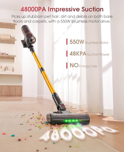 UNINELL HOME Cordless Vacuum Cleaner, 48Kpa Power, 65Mins Runtime, Anti-Tangle Stick, Self-Standing - Ideal for Pet Hair & Carpet