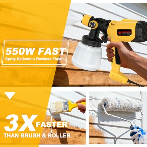 ROTTOGOON Electric Fence Paint Sprayer: 550W, 1400ML Container, 5 Nozzles, 3 Patterns - Walls, Cabinets, House
