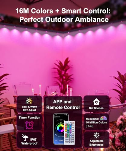 RGB Halloween House Light Outdoor, 200Ft Permanent Lights, Remote Control, Waterproof, Christmas, Party