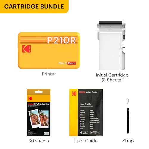 Kodak Mini 2 Retro Portable Photo Printer, 2.1x3.4 inch, White