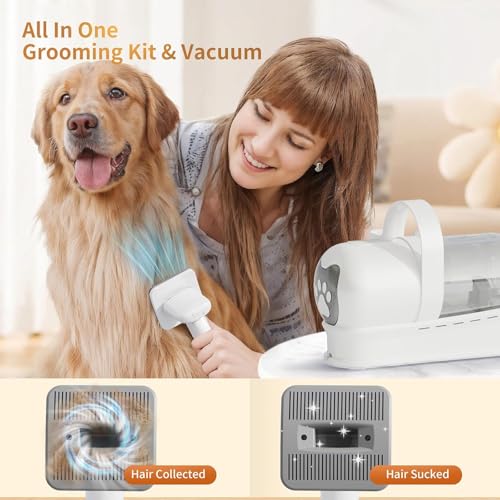Pet Grooming Vacuum with Clipper & Nail Grinder for Dogs & Cats