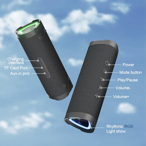 Vanzon Portable Bluetooth Speaker - Wireless V40 with 24W HD Stereo & LED Lights - 24H Playtime