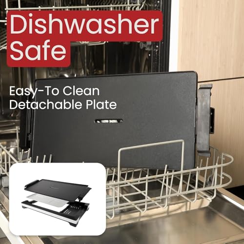 Brand Electric Indoor Griddle: Flat Top Grill, Fast Heat-Up BBQ, Large Nonstick Plate, Adjustable Temp, Dishwasher Safe, Black