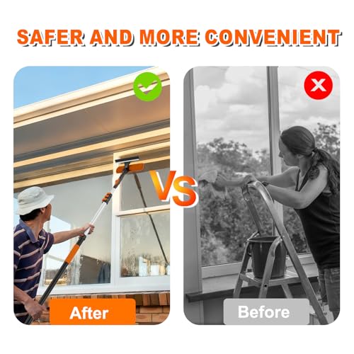 Professional 30FT Window Squeegee Kit with Extension Pole - Ideal for High Windows, Indoor/Outdoor Cleaning