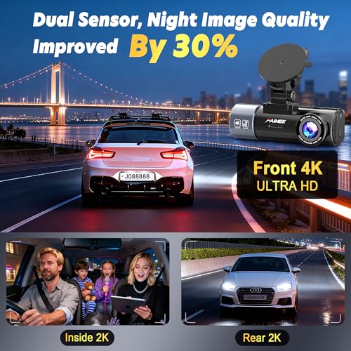 Brand 4K Dash Cam Front Rear GPS WiFi Night Vision WDR 160°Wide Angle Parking Monitor Emergency Lock 128GB Card - Cars