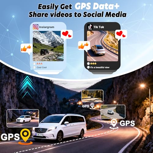 Brand 4K Dash Cam Front Rear GPS WiFi Night Vision WDR 160°Wide Angle Parking Monitor Emergency Lock 128GB Card - Cars