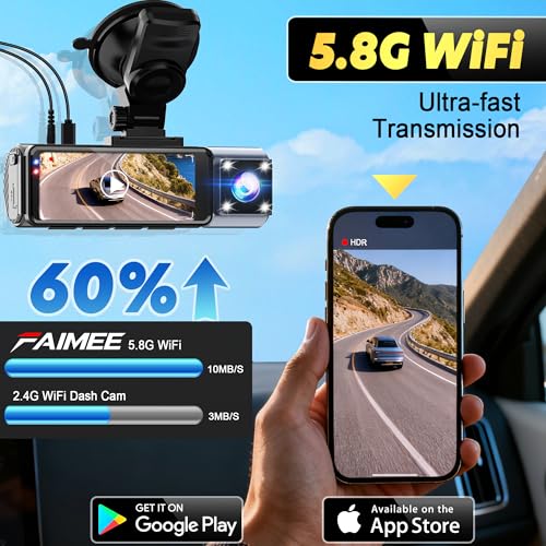 Brand 4K Dash Cam Front Rear GPS WiFi Night Vision WDR 160°Wide Angle Parking Monitor Emergency Lock 128GB Card - Cars