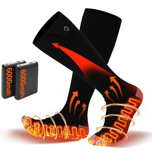 Heated Electric Socks for Men & Women, 360° Toe Heating, 4 Heat Settings - Outdoor Skiing, Winter Camping, Hiking