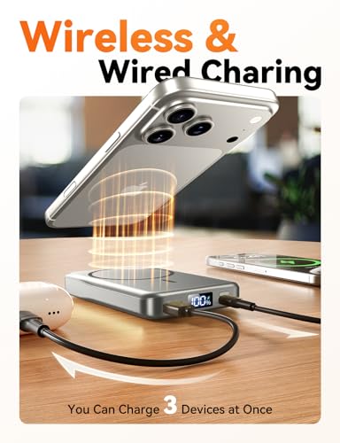 Brand Magnetic Portable Charger 10000mAh Power Bank for Fast Charging, Travel Essential Wireless Charger for iPhone Pro/Max/Air Series