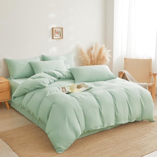 Michorinee Green Duvet Cover Set - Soft & Breathable Bedding with Zipper Closure, Microfibre Quilt, 1 Pillowcase 50x75cm