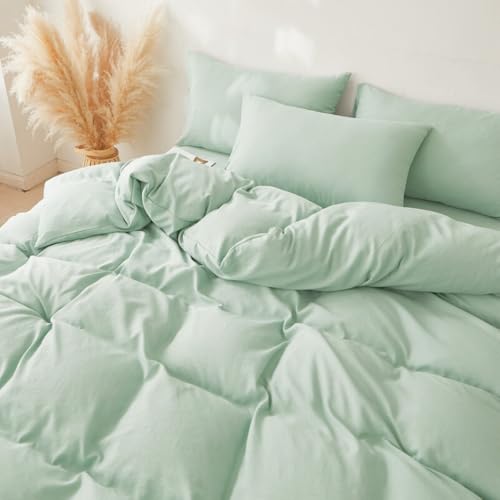 Michorinee Green Duvet Cover Set - Soft & Breathable Bedding with Zipper Closure, Microfibre Quilt, 1 Pillowcase 50x75cm