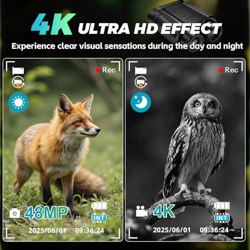StealthyEyes Night Vision Binoculars 8X Zoom 4K 48MP 7-Level IR - Capture Photos & Videos, 32GB Card - Camping & Surveillance