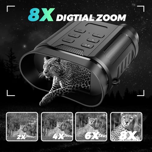 StealthyEyes Night Vision Binoculars 8X Zoom 4K 48MP 7-Level IR - Capture Photos & Videos, 32GB Card - Camping & Surveillance