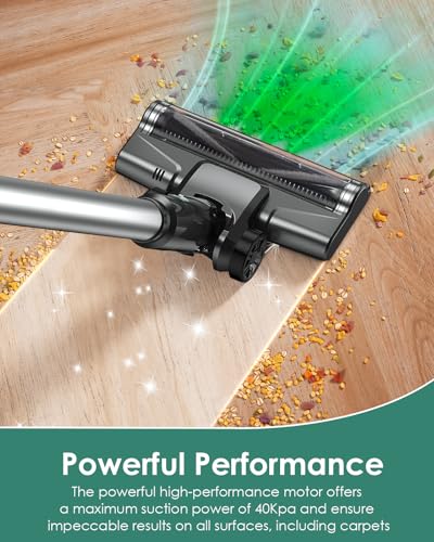 VersLife Cordless Vacuum Cleaner 2-in-1 Stick - Lightweight, Deep Cleans, Self-Standing, Green LED - Ideal for Hardwood, Carpet, Pet Hair