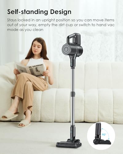 VersLife Cordless Vacuum Cleaner 2-in-1 Stick - Lightweight, Deep Cleans, Self-Standing, Green LED - Ideal for Hardwood, Carpet, Pet Hair