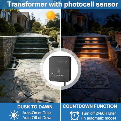 12W LED Hardscape Lighting for Retaining Walls, Steps & Decks - Warm White, Low Voltage, Waterproof - 8 Pack