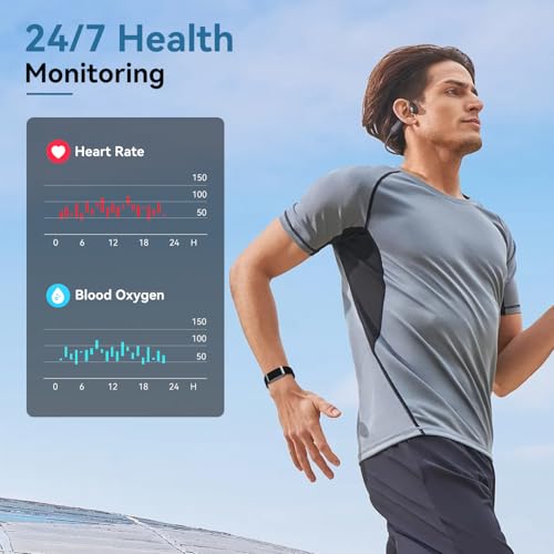 Fitness Tracker: Heart Rate Monitor, Sleep Tracker, GPS, 120+ Modes, 30-Day Battery, 2 Bands - Black & Blue