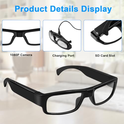 HD 1080P Video Smart Glasses for Outdoor Sports & Action, Wearable Camera for Cycling, Driving, Hunting, Hiking, Fishing