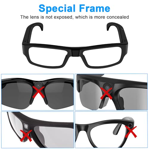 HD 1080P Video Smart Glasses for Outdoor Sports & Action, Wearable Camera for Cycling, Driving, Hunting, Hiking, Fishing