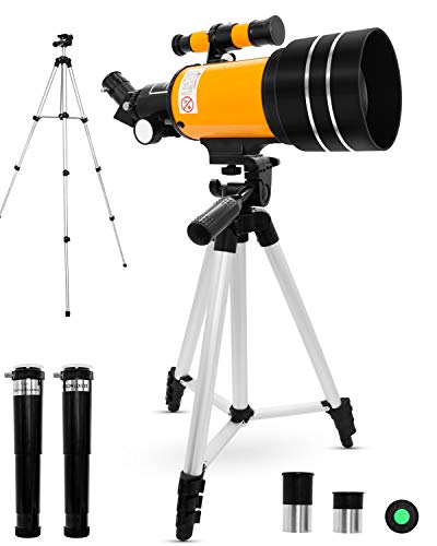 Uong Kids Telescope 70mm Refractor 150X 90X 45X Tripod - Educational Astronomy Toys for Beginners