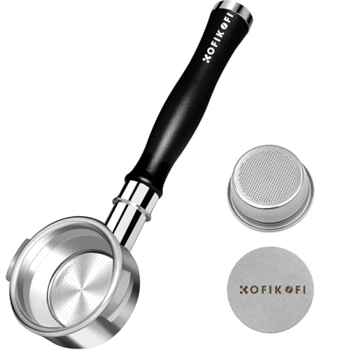 KOFIKOFI 58mm Bottomless Portafilter with Puck Screen - Espresso Naked Portafilter for E61, Flair 58 - Stainless Steel Basket