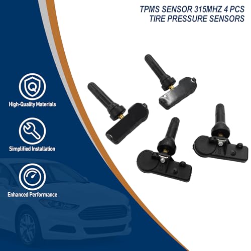 Ford TPMS Sensor Set for Escape Edge Expedition Explorer Flex F-150 Fusion - 315Mhz Tire Pressure Sensors - Compatible with Mazda Mercury - Replace Part 6F2Z1A189A 7L1Z1A189A