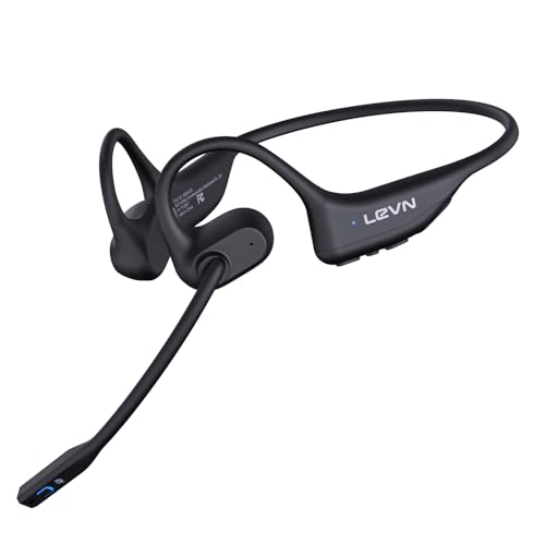 LEVN Open Ear Headphones 29g Bluetooth Mic Noise Cancelling - Waterproof Wireless Headset for Work, Workout, Driving