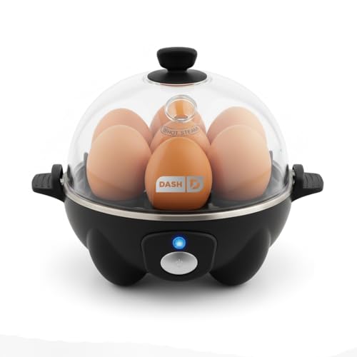 DASH Electric Egg Cooker: Hard Boiled, Poached, Scrambled Eggs - Auto Shut-Off - Black, 7 Eggs