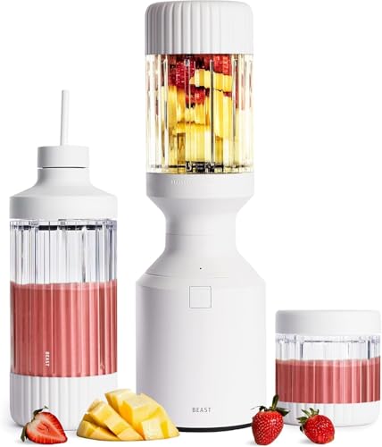 Beast Mighty 850 Plus Blender | Smoothies, Shakes, Ice Blend | XL Vessel | Extra Vessels, Lids, Straws