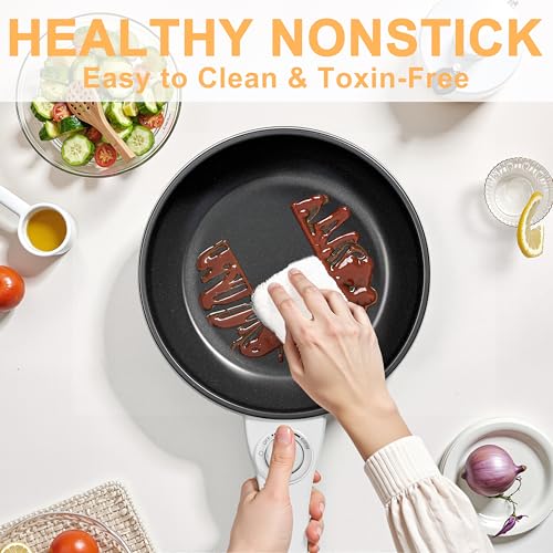 DEZIN Electric Cooker: Non-Stick Sauté Pan, 1.5L Mini Fondue Pot for Cheese, Stir Fry, Roast, Steam, Power Adjustment - Ideal for Ramen, Steak