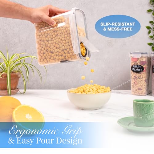 nuovva 4Pcs Cereal Storage Containers Set - Practical Dispenser, BPA Free - Ideal for Cornflakes, Flour Storage