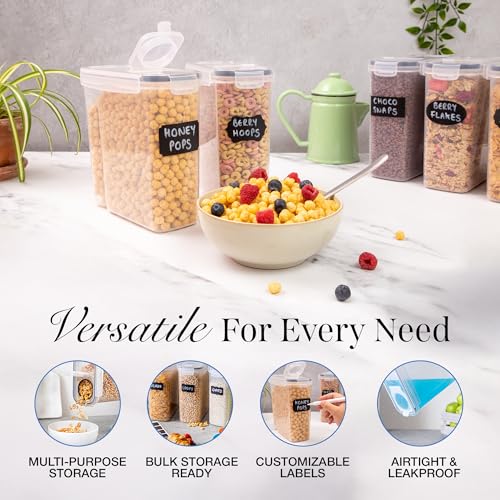 nuovva 4Pcs Cereal Storage Containers Set - Practical Dispenser, BPA Free - Ideal for Cornflakes, Flour Storage