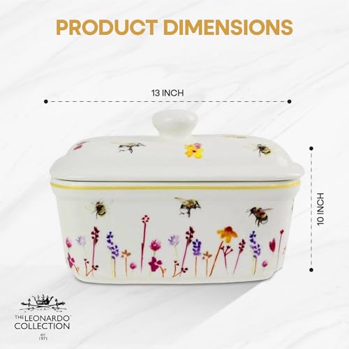 Jennifer Rose Gallery Busy Bees Butter Dish | Decorative Ceramic Keeper - Charming Bee-Themed Dining Table Essential