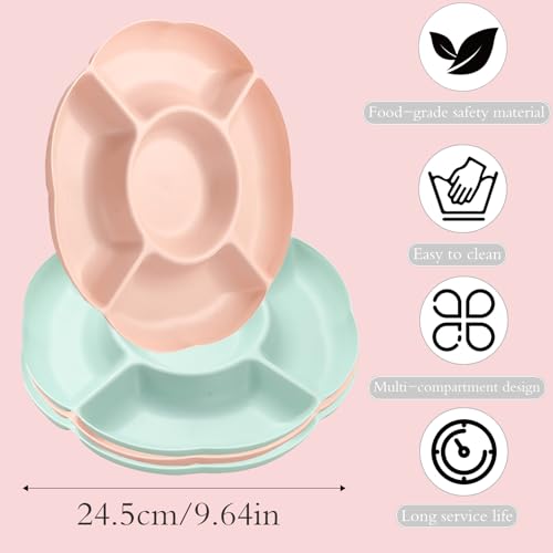 Reusable Plastic Compartment Trays: 5-Section Party Platters