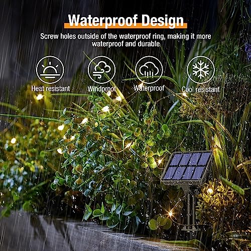 btfarm Solar Fairy Lights Outdoor, 160 LED 66FT Waterproof Twinkle Lights for Garden Patio, 8 Modes, Warm White
