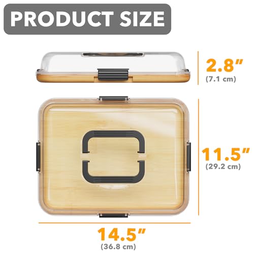 SpaceAid Charcuterie Board: Portable Bamboo Tray with Clear Lid