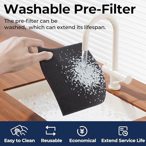 Bedroom Air Purifier Large Room Up to 2200 Ft², Washable Filters, PM 2.5 Display, Smoke Dust Odor Sensor