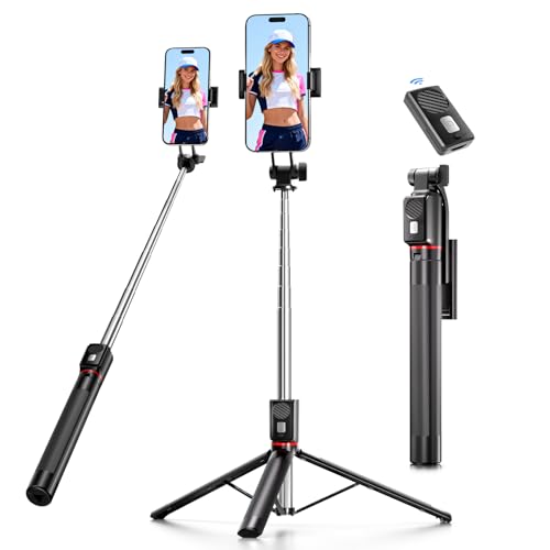Extendable Phone Tripod & Selfie Stick Combo, 67 inch Stand with Wireless Remote - iPhone/Android Compatible