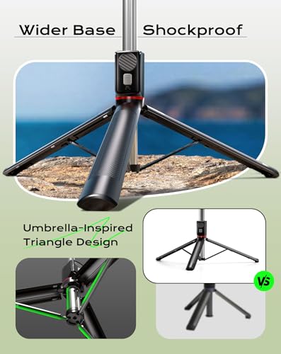 Extendable Phone Tripod & Selfie Stick Combo, 67 inch Stand with Wireless Remote - iPhone/Android Compatible