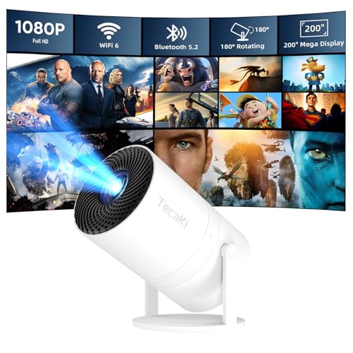 Portable Mini Projector 1080P Full HD, WiFi 6, Bluetooth 5.2