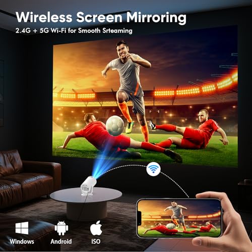 Portable Mini Projector 1080P Full HD, WiFi 6, Bluetooth 5.2