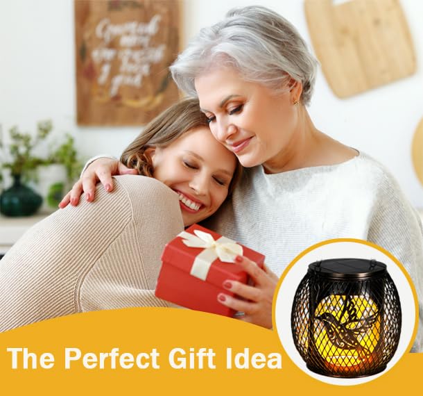 Solar Bird Lanterns 2 Pack LED Hanging Lights Garden Decor