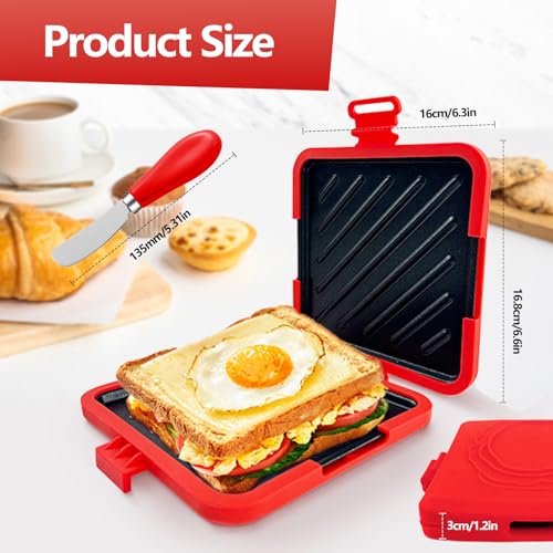 Micro Toastie Sandwich Maker with Non-Stick Grill Plates - Easy Cooking for Crispy Sandwiches, Paninis, Fried Eggs