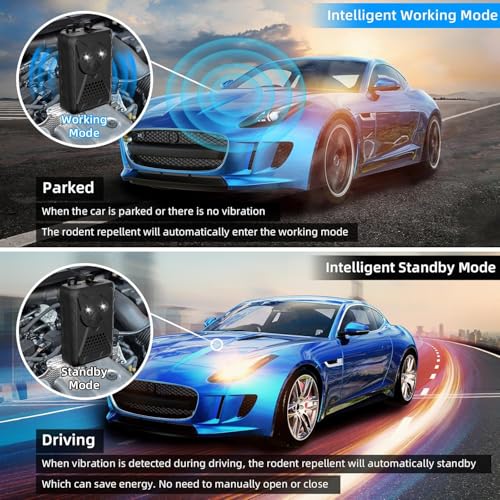 CarGuard Rodent Repeller: Ultrasonic Mice Deterrent with Strobe Light - Protect Vehicle Engines, Keep Rodents Away