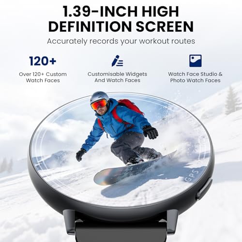 Military GPS Smartwatch 1.39 inch Screen for Fitness Tracking, Android/iOS, Bluetooth Call Response, Multiple Exercises