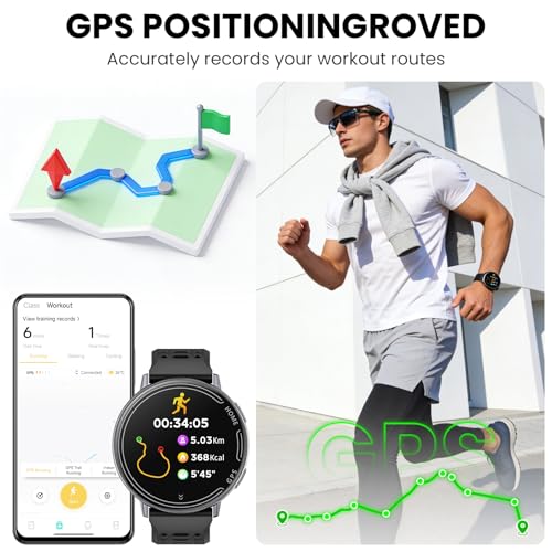 Military GPS Smartwatch 1.39 inch Screen for Fitness Tracking, Android/iOS, Bluetooth Call Response, Multiple Exercises