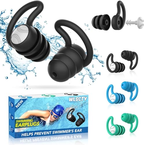 Waterproof Swimming Earplugs - 3 Pairs Silicone for Adults & Kids - Ideal for Water Sports, Showering, Surfing - Keep Water Out