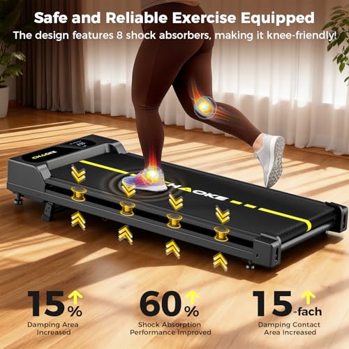 CHAOKE Under Desk Walking Pad Treadmill, 9% Incline, App Control, 2.7HP, 1-10KM/H, Built-in Speaker - 330 lbs Capacity